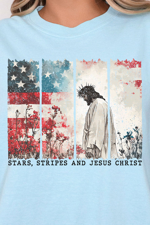 Stars, Stripes, & Jesus Christ Comfort Colors Adult Ring-Spun Cotton Tee