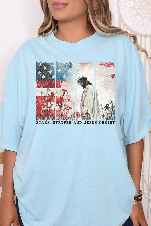 Stars, Stripes, & Jesus Christ Comfort Colors Adult Ring-Spun Cotton Tee