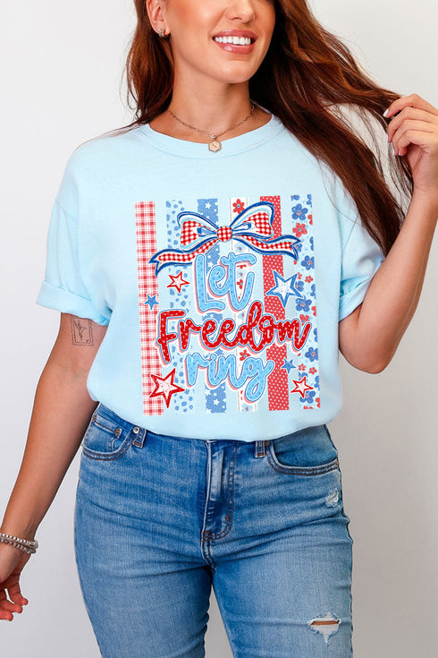 Striped Coquette Let Freedom Ring Comfort Colors Adult Ring-Spun Cotton Tee