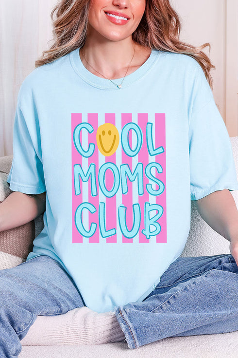 Striped Happy Cool Moms Club Comfort Colors Adult Ring-Spun Cotton Tee