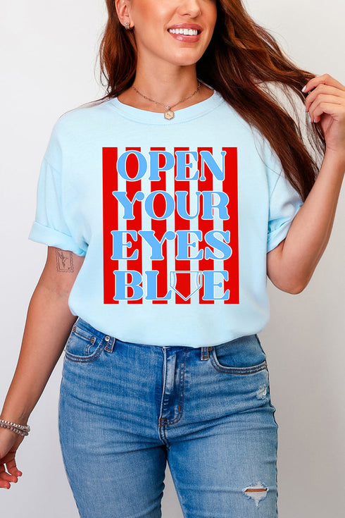 Open Your Eyes Blue Comfort Colors Adult Ring-Spun Cotton Tee