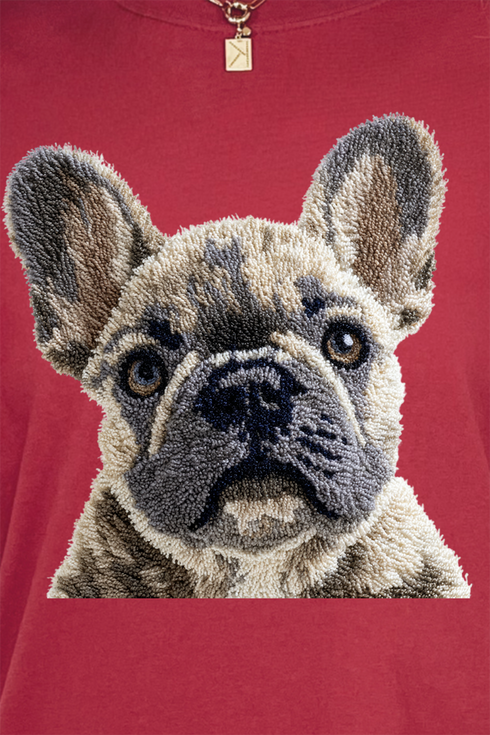 Faux Yarn French Bulldog Comfort Colors Adult Ring-Spun Cotton Tee