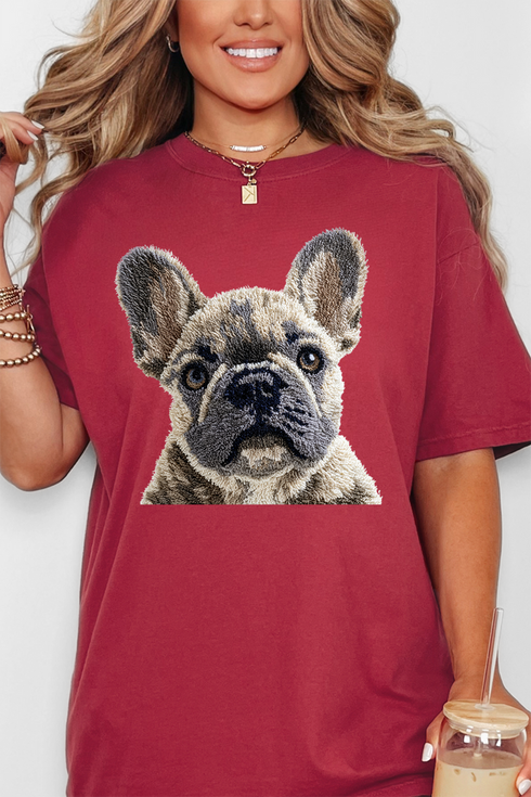Faux Yarn French Bulldog Comfort Colors Adult Ring-Spun Cotton Tee