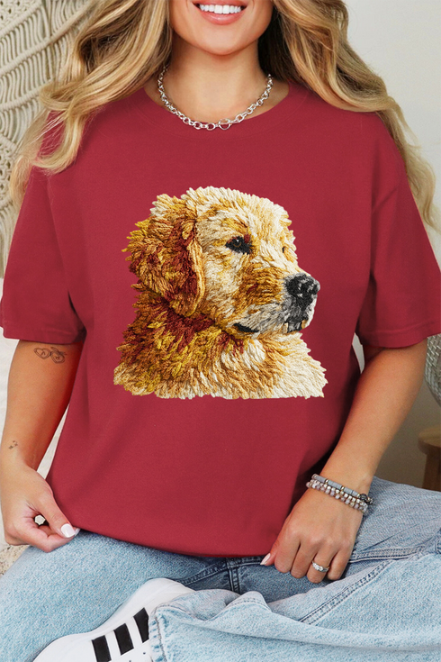 Faux Yarn Golden Retriever Comfort Colors Adult Ring-Spun Cotton Tee