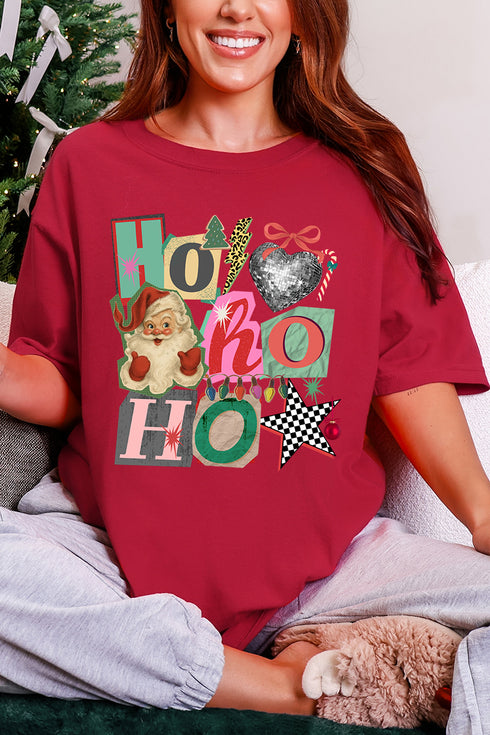 Ho Ho Retro Christmas Comfort Colors Adult Ring-Spun Cotton Tee