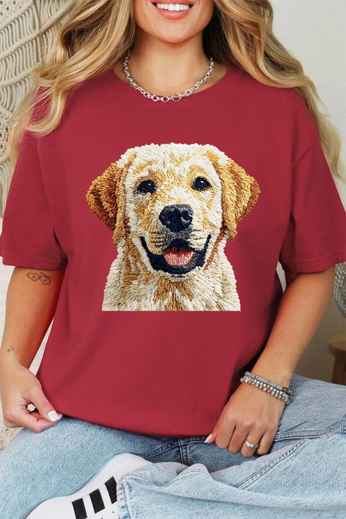 Faux Yarn Yellow Labrador Retriever Comfort Colors Adult Ring-Spun Cotton Tee