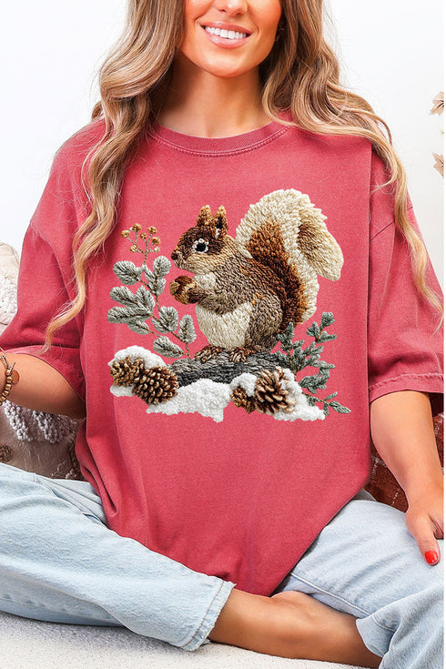 Faux Yarn Winter Squirrel Comfort Colors Adult Ring-Spun Cotton Tee