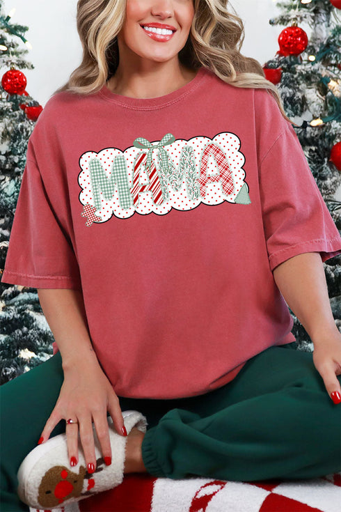 Green And Gingham Christmas Custom Name Comfort Colors Adult Ring-Spun Cotton Tee *Personalize Your Name