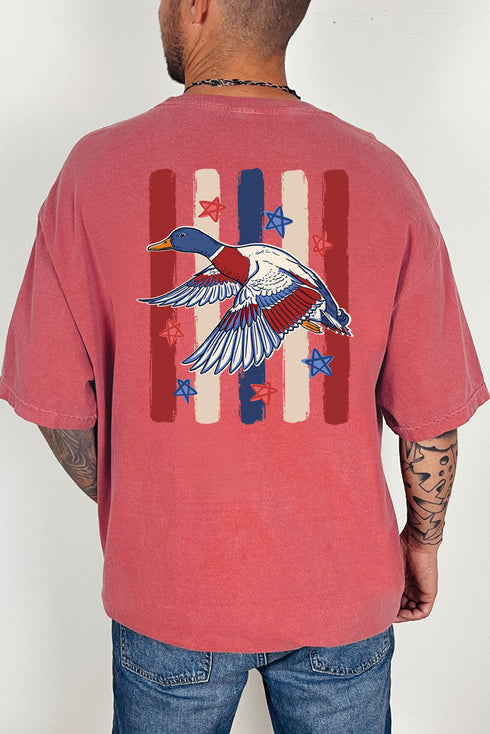 Red, White & Quack Front & Back Comfort Colors Adult Ring-Spun Cotton Tee