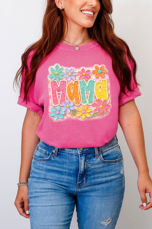 Floral Painted Mama Comfort Colors Adult Ring-Spun Cotton Tee