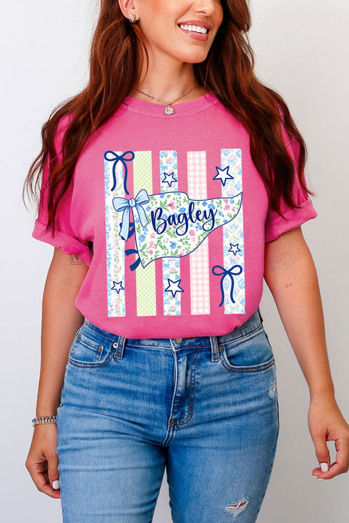 Personalized Floral Pennant Banner Comfort Colors Adult Ring-Spun Cotton Tee