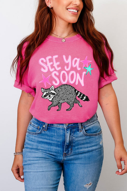 See You Soon Raccoon Full Front & Back Design Comfort Colors Adult Ring-Spun Cotton Tee