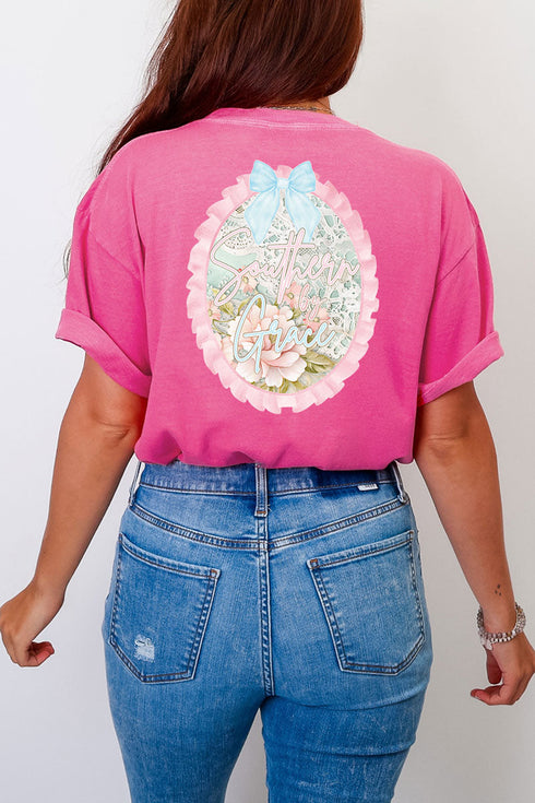 Southern By Grace Ruffle Front & Back Comfort Colors Adult Ring-Spun Cotton Tee