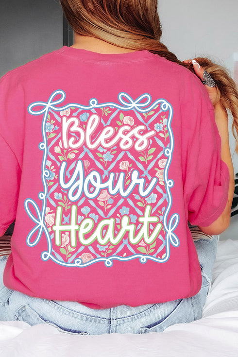 Spring Coquette Bless Your Heart Front & Back Comfort Colors Adult Ring-Spun Cotton Tee