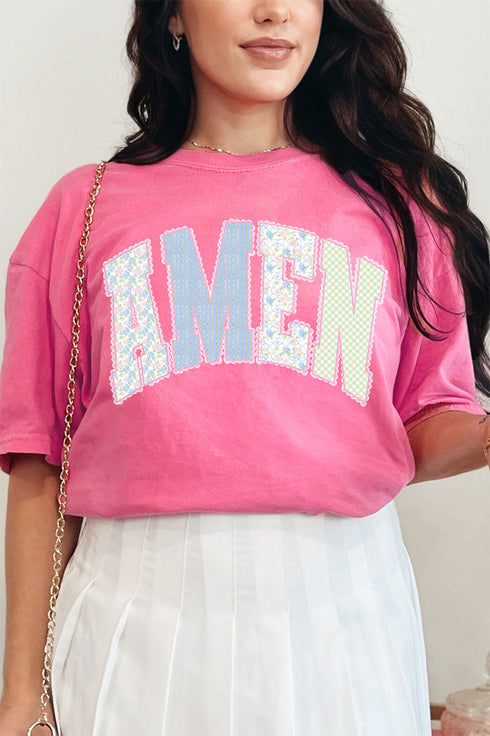 Garden Gingham Amen Comfort Colors Adult Ring-Spun Cotton Tee