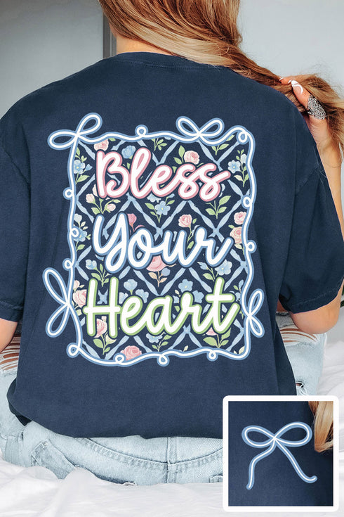Spring Coquette Bless Your Heart Front & Back Comfort Colors Adult Ring-Spun Cotton Tee