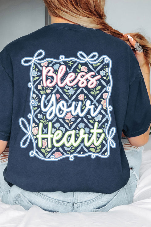 Spring Coquette Bless Your Heart Front & Back Comfort Colors Adult Ring-Spun Cotton Tee