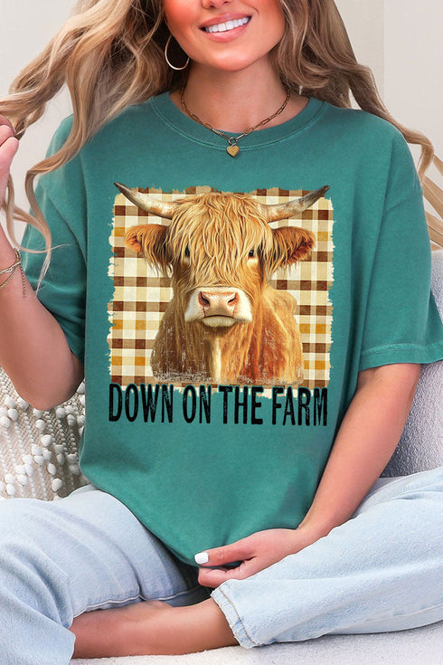 Down On The Farm Highland Cow Comfort Colors Adult Ring-Spun Cotton Tee