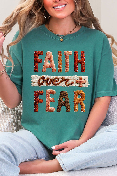 Faux Yarn Faith Over Fear Comfort Colors Adult Ring-Spun Cotton Tee