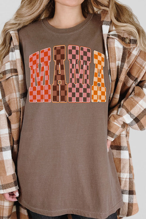 Girlie Check Mama Comfort Colors Adult Ring-Spun Cotton Tee