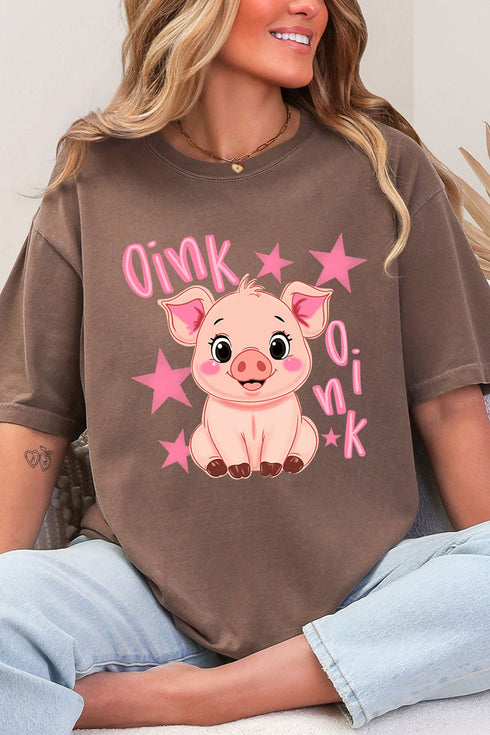 Oink Oink Shake Full Front & Back Design Comfort Colors Adult Ring-Spun Cotton Tee