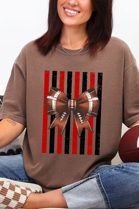 Red & Black Varsity Bow Comfort Colors Adult Ring-Spun Cotton Tee