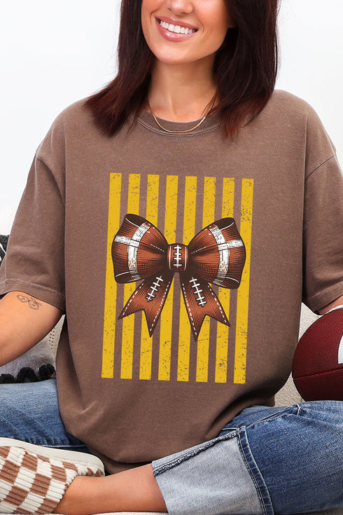 Yellow Gold Varsity Bow Comfort Colors Adult Ring-Spun Cotton Tee