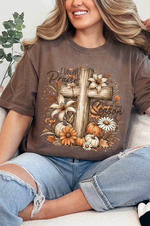 Harvest Praise Cross Comfort Colors Adult Ring-Spun Cotton Tee