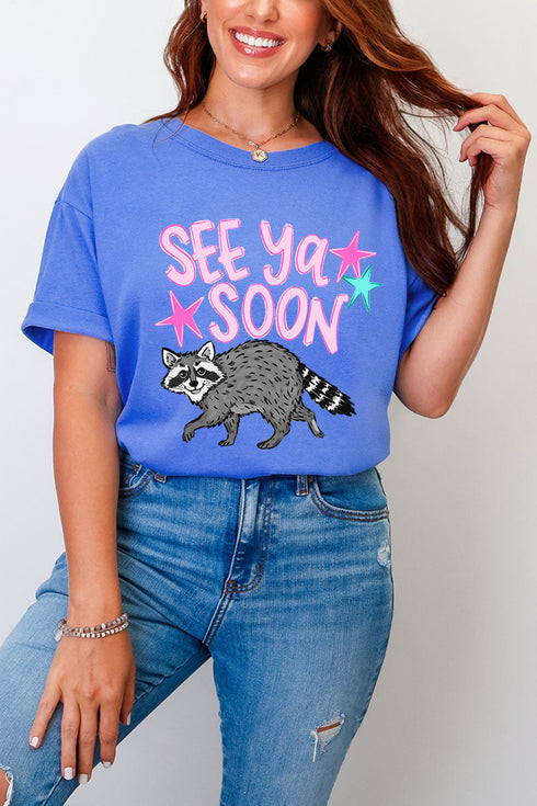 See You Soon Raccoon Full Front & Back Design Comfort Colors Adult Ring-Spun Cotton Tee