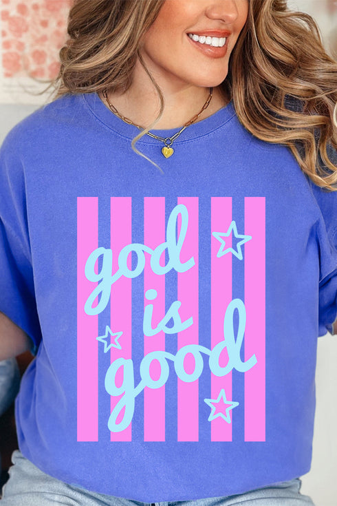 Pastel Pop God Is Good Comfort Colors Adult Ring-Spun Cotton Tee