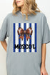Personalized Blue & White Varsity Bow Comfort Colors Adult Ring-Spun Cotton Tee *Enter Mascot Name