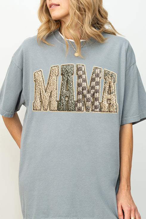 Faux Yarn Check Mama Comfort Colors Adult Ring-Spun Cotton Tee