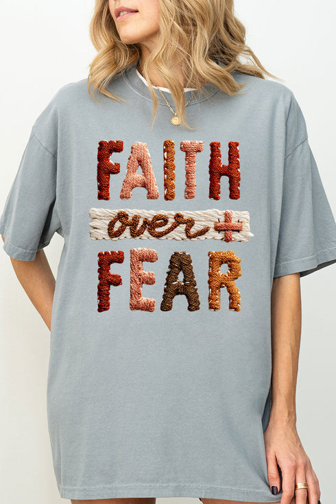 Faux Yarn Faith Over Fear Comfort Colors Adult Ring-Spun Cotton Tee