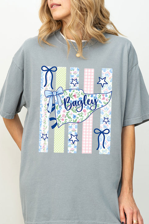 Personalized Floral Pennant Banner Comfort Colors Adult Ring-Spun Cotton Tee