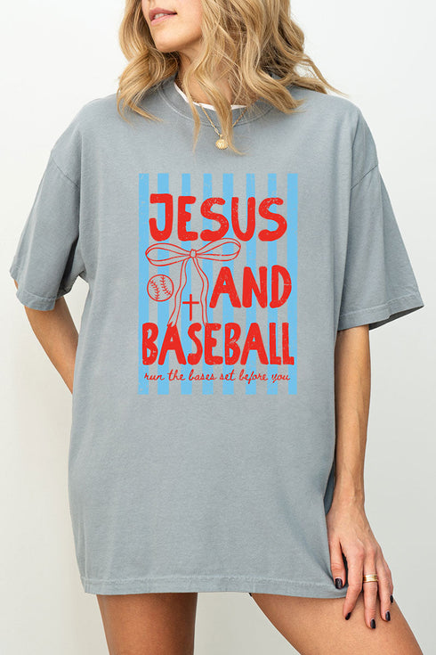 Jesus And Baseball Comfort Colors Adult Ring-Spun Cotton Tee