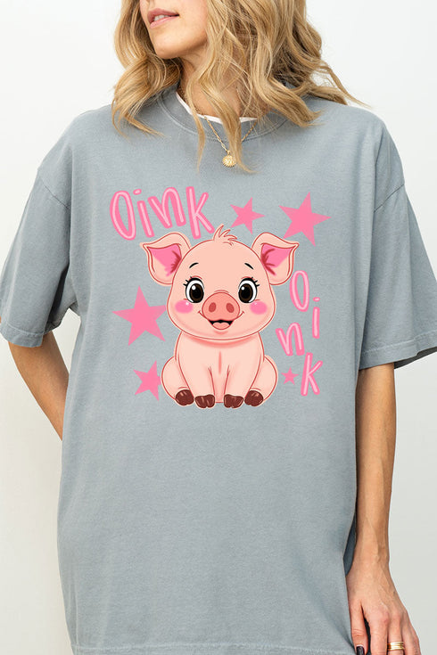Oink Oink Shake Full Front & Back Design Comfort Colors Adult Ring-Spun Cotton Tee