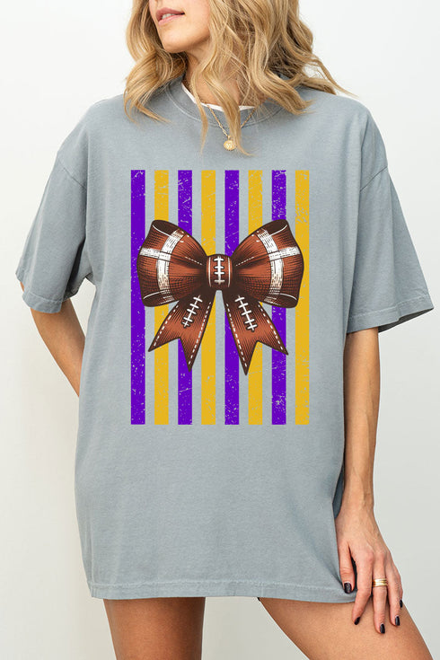 Purple & Yellow Gold Varsity Bow Comfort Colors Adult Ring-Spun Cotton Tee