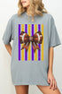 Purple & Yellow Gold Varsity Bow Comfort Colors Adult Ring-Spun Cotton Tee