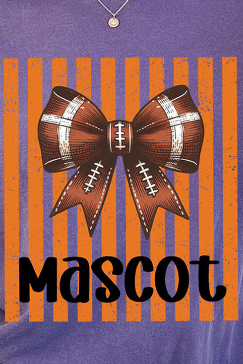 Personalized Orange Varsity Bow Comfort Colors Adult Ring-Spun Cotton Tee *Enter Mascot Name