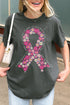 Floral In October We Fight Ribbon Comfort Colors Adult Ring-Spun Cotton Tee