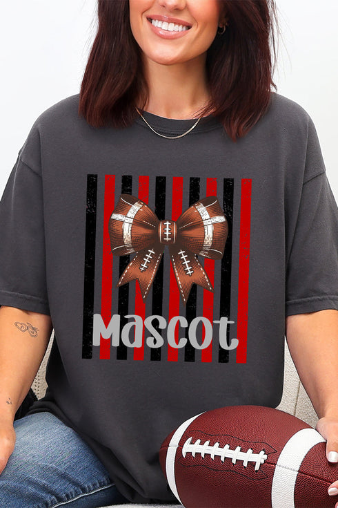Personalized Red & Black Varsity Bow Comfort Colors Adult Ring-Spun Cotton Tee
