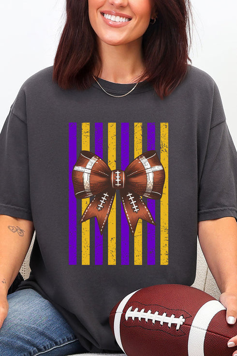 Purple & Yellow Gold Varsity Bow Comfort Colors Adult Ring-Spun Cotton Tee