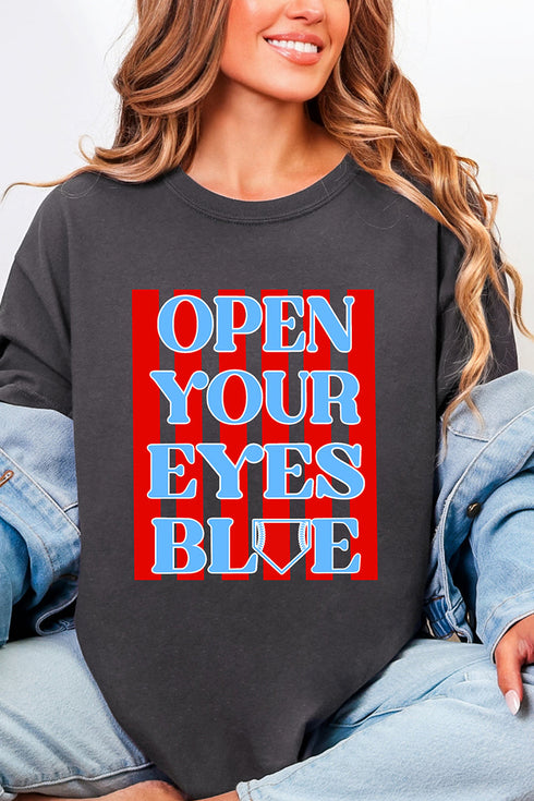Open Your Eyes Blue Comfort Colors Adult Ring-Spun Cotton Tee