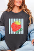 Sweet Strawberry Stripes Comfort Colors Adult Ring-Spun Cotton Tee