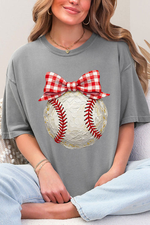 Painted Baseball Bow Comfort Colors Adult Ring-Spun Cotton Tee