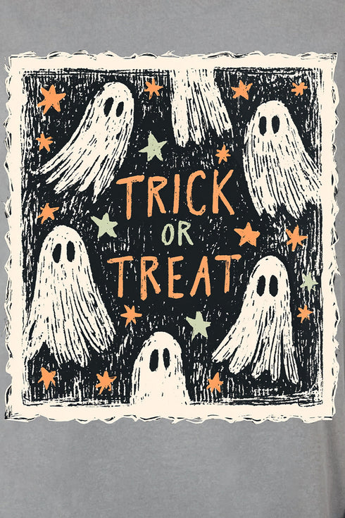 Trick Or Treat Ghost Crew Comfort Colors Adult Ring-Spun Cotton Tee