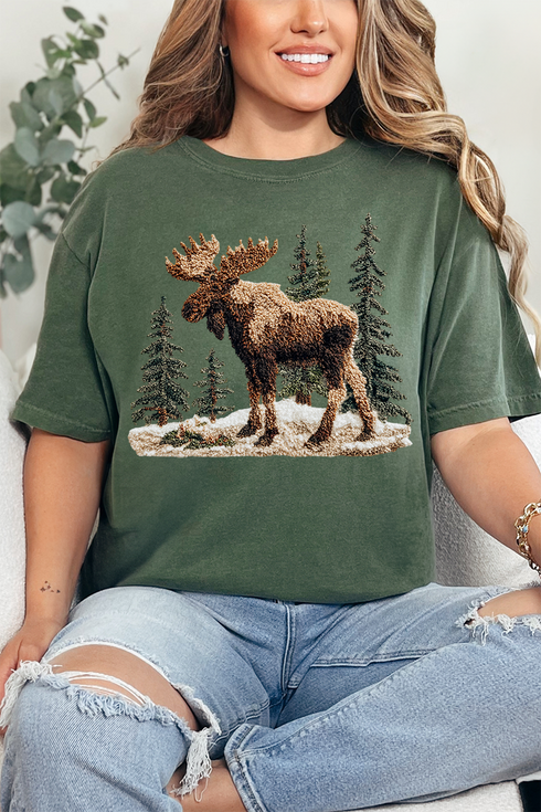 Faux Yarn Winter Moose Comfort Colors Adult Ring-Spun Cotton Tee