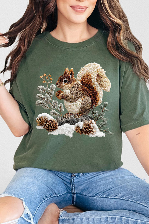 Faux Yarn Winter Squirrel Comfort Colors Adult Ring-Spun Cotton Tee