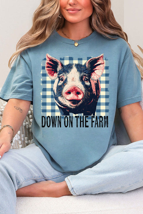 Down On The Farm Pig Comfort Colors Adult Ring-Spun Cotton Tee