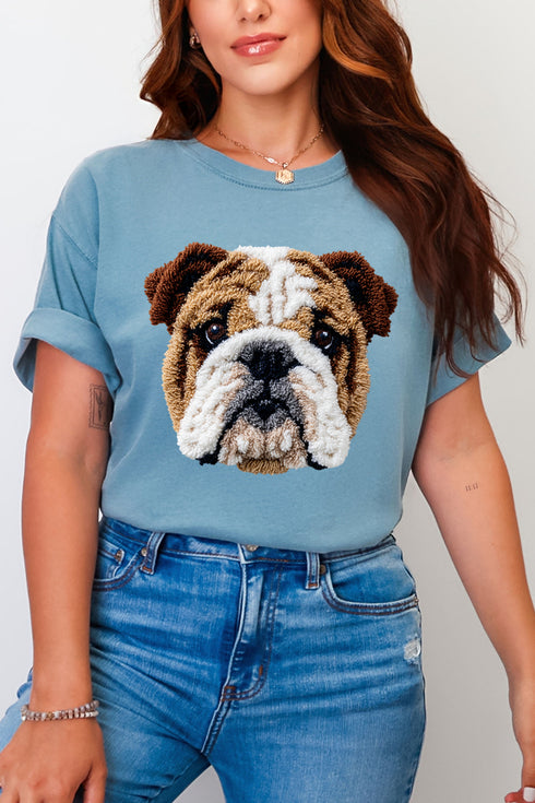 Faux Yarn English Bulldog Comfort Colors Adult Ring-Spun Cotton Tee
